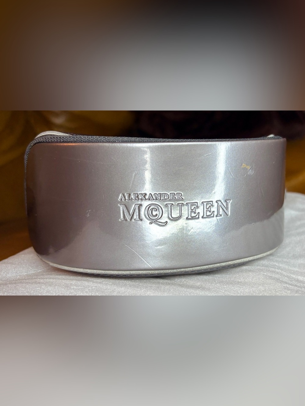 Alexander McQueen Black Sunglasses Silver-tone Pewter lattice Metal Accents COA - Picture 11 of 15